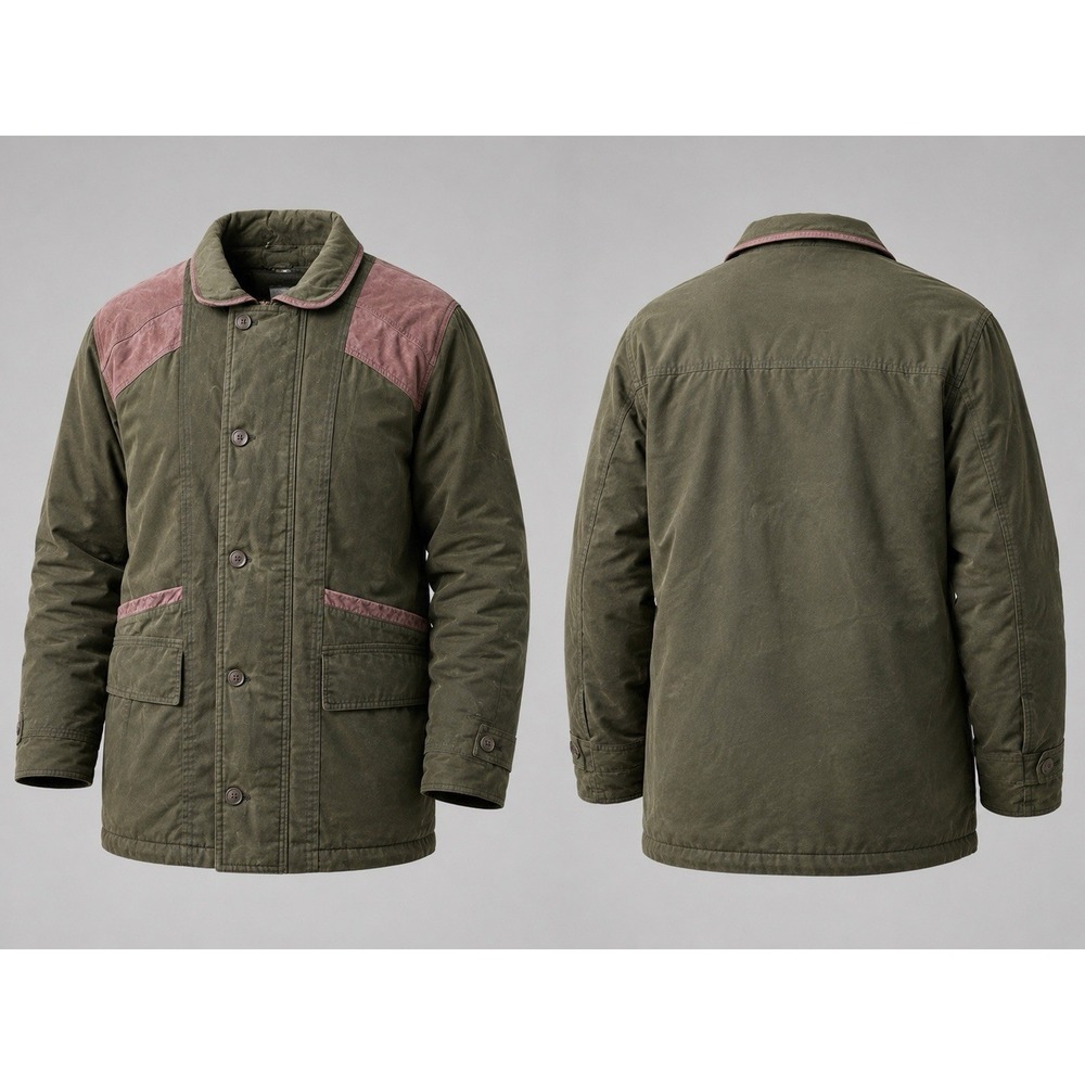 Fil A Fil Men's Olive Green Quilted Lined Canvas Field Jacket Sz 46